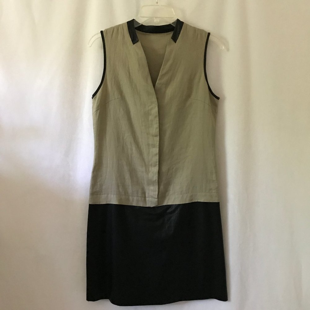 Hotel Particulier Linen & Faux Leather Dress